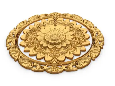 Classic circular  carved decor ornament 01 3D model