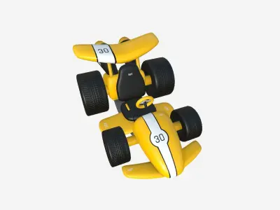 Cartoon Kart A06 Yellow - Vehicle Racing Design Low-poly 3D model