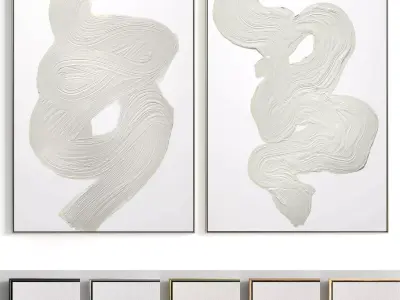 Plaster Two Photo Frame 129 Low-poly 3D model