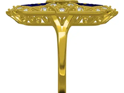 Vintage Style Art Deco Ring 3D print model