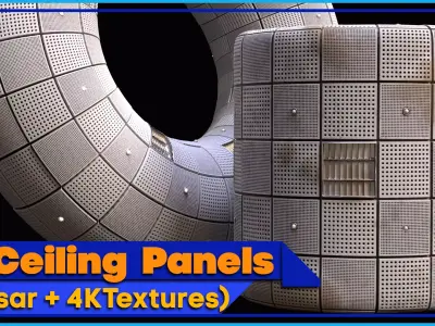 6 Ceiling Panels SBSAR - 4K Textures 3D model