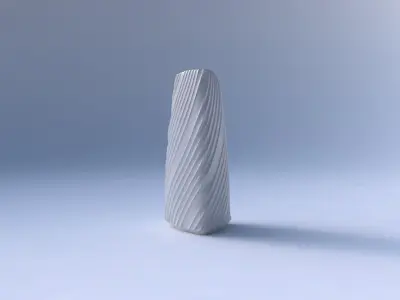 Vase curved tipping triangle with flowing extruded lines 3D print model