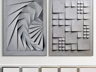 Plaster Two Photo Frame E-14 Low-poly 3D model