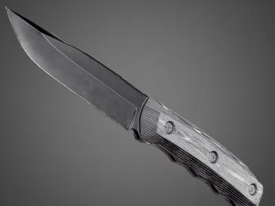 Black Titanium Tatical Knife AAA Game Ready Asset Low-poly 3D model