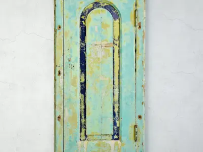 Vintage Wood Shutter Door Mirror 2 3D model