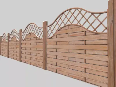 Wooden Modular Fence 1 Low-poly 3D model