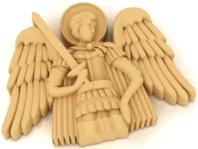 3 saints angel holding cross 3D print model