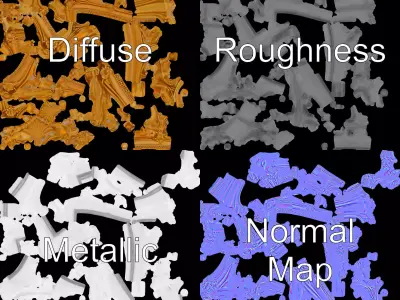 Baroque Gold Ornate Frame model pack Low-poly 3D model