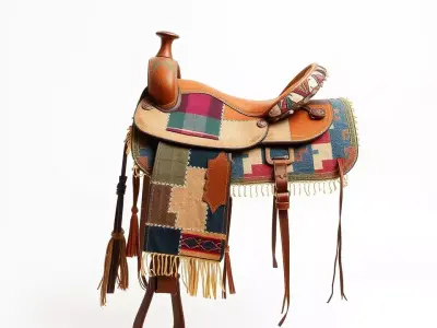 Vintage Patchwork Saddle model pack Low-poly 3D model