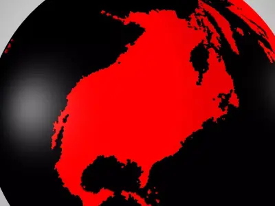 Solid Color Black Red Globe 3D model