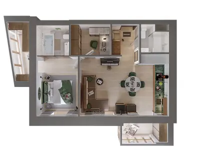  apartment layout 3D model