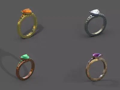 High-Quality 3D Ring Model Pack 4 Low-poly 3D model