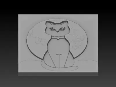 Cat-Cat cat on moon 3D print model
