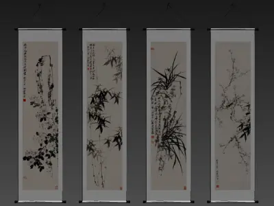 Chinese painting Low-poly 3D model