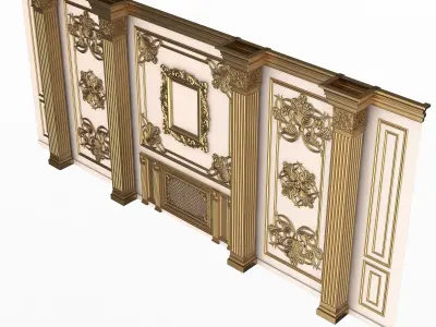 Boiserie Classic Wall with Mouldings 015 White Low-poly 3D model