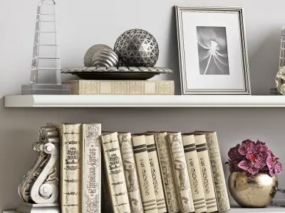 Decor set 1 bookshelves for living room 3D model