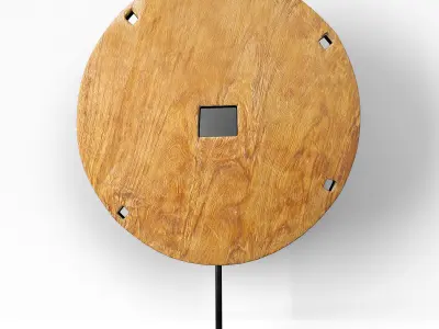 Wood Modern Sculpture with an Arcaic Wooden Wheel 3D model