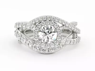 Round Center Diamond Engagement Ring With Diamond Twist Size 9 3D print model
