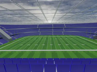 American Football Stadium - Blue Low-poly 3D model