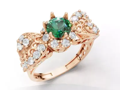 Ornate Baroque Cluster Ring Filigree Shank CAD for Printing 3D print model