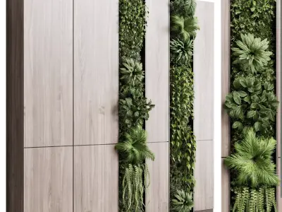 Vertical Wall Garden With wooden frame 3D model