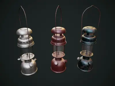 Gas Lamp with 3 textures and 3 LODs - Game Ready Low-poly 3D model