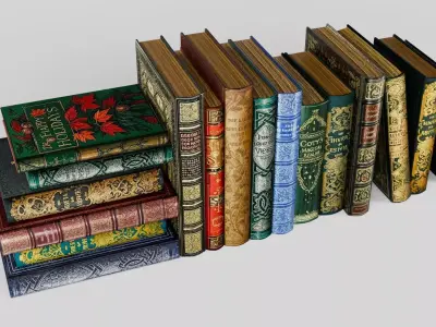 Old books for decoration Vol01 Low-poly 3D model