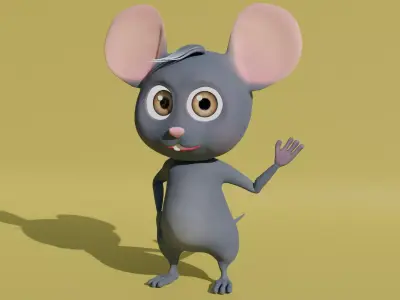 Cartoon Mouse Low-poly 3D model