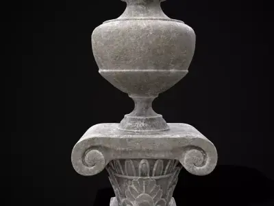 Stone Floral Garden Decoration Stand Low-poly 3D model