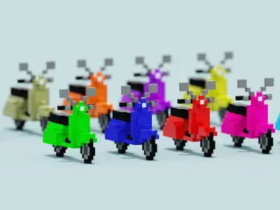 Voxel Vespa collection Low-poly 3D model