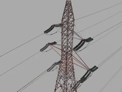 Electricity Pole 32 Weathered Low-poly 3D model