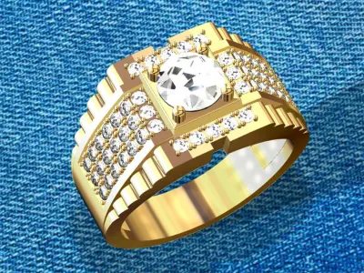 Men ring with diamonds 3D print model