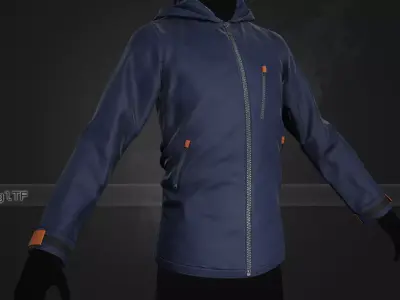 Blue Snowboard Hoodie Style 1 Low-poly 3D model