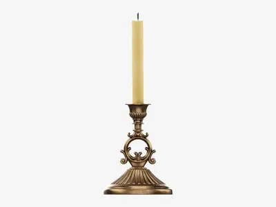 Candlestick with candles antique 07 3D model