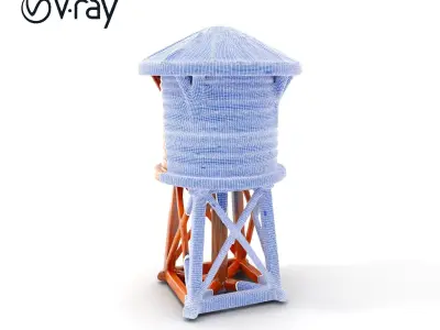 Wooden Water Tower Model Pack for Game and Environment Design Low-poly 3D model