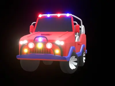 Low Poly Jeep 3D Model for Off-Road Games Adventure Scenes Low-poly 3D model