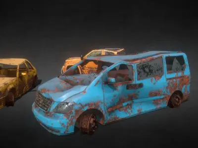 Abandoned Post-Apocalyptic Vehicle Pack Low-poly 3D model