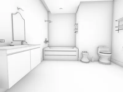 Luxury Bathroom Low-poly 3D model