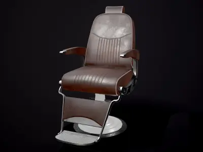 Barber Chair 3D model Low-poly 3D model