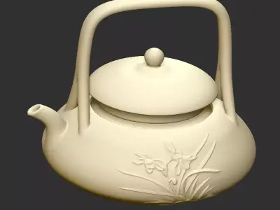 teaport teapot with chinese writing 3D print model