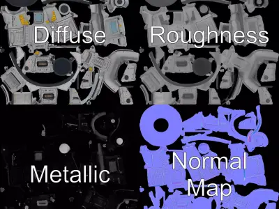 Futuristic Energy Blaster model pack Low-poly 3D model