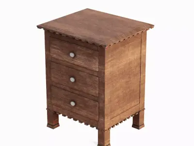 Old Wooden Dresser 05 Low-poly 3D model