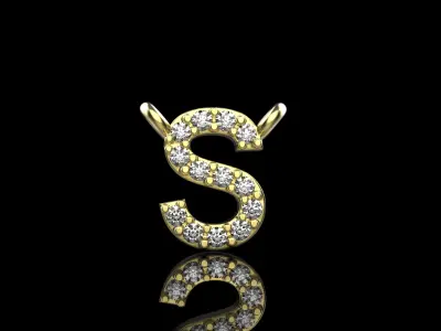 S initial pendant necklace model 696 3D print model