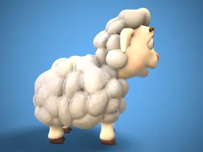 cartoon little sheep Low-poly 3D model