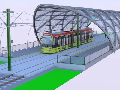 Warsaw tram stop III 3D model
