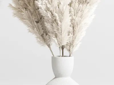 bouquet 13 concrete vse plant pampas and dry hogweed dry leaves 3D model