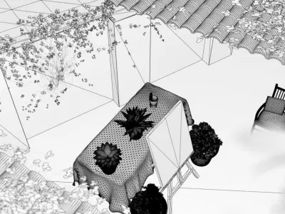 roof top garden Low-poly 3D model