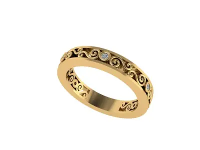 Women diamond ring 3d render 3D print model 2