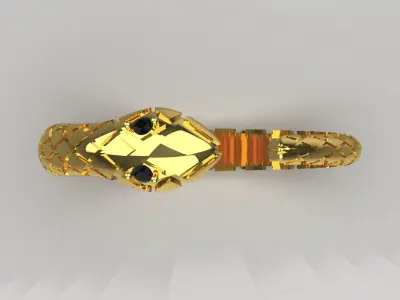 Luxury yellow gold snake design ring jr00132 3D print model