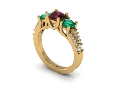 3 Stone Engagement Ring 3D print model